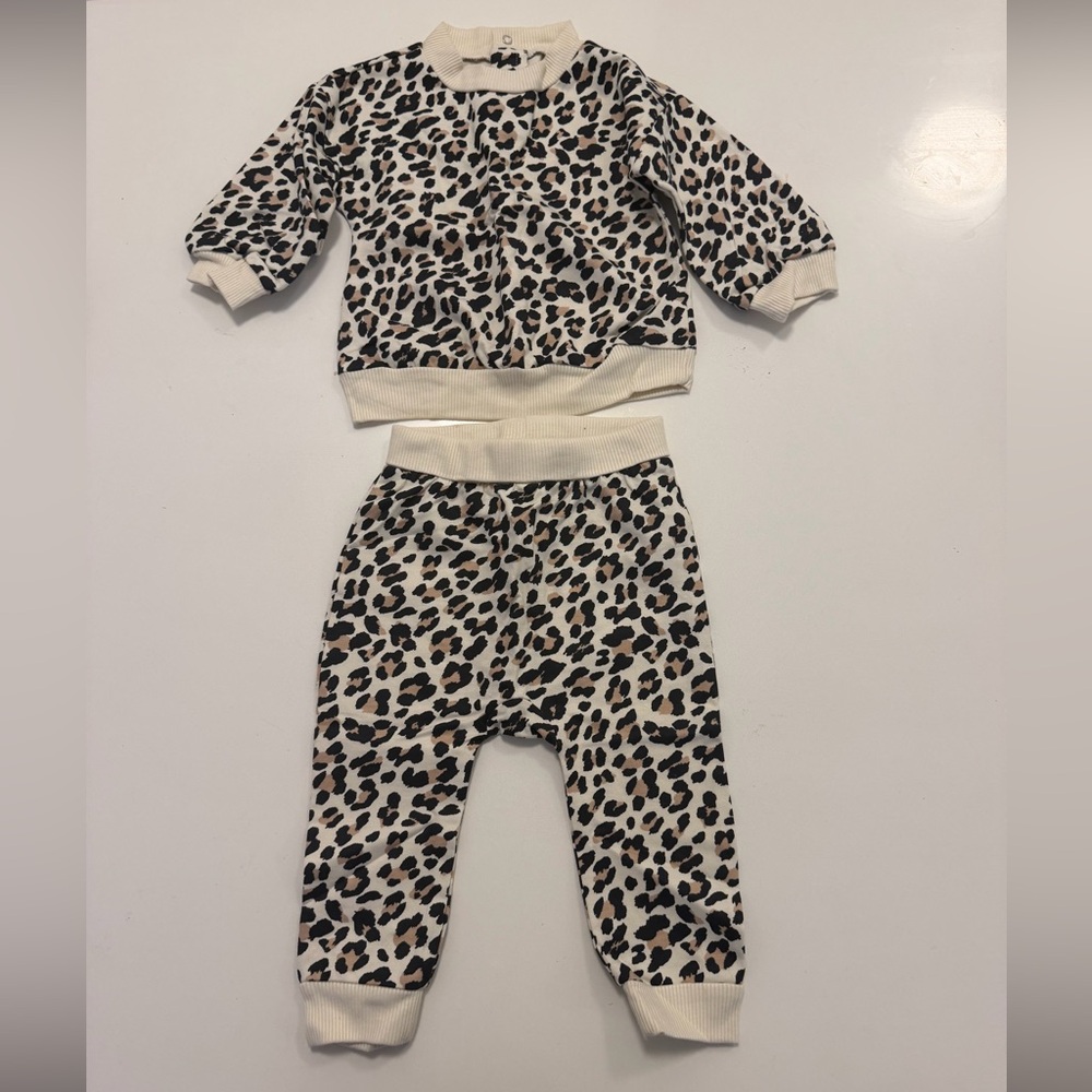 Leopard Print Kids Matching Set - Cream and Black